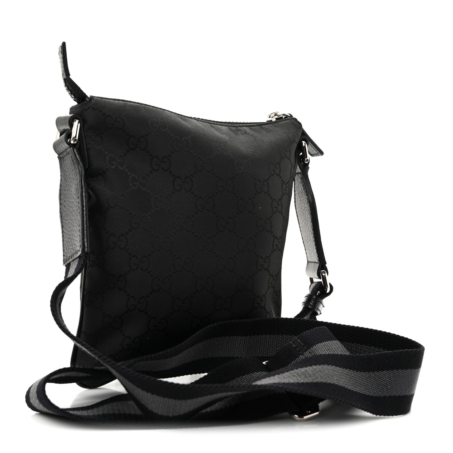Nylon Monogram Mini Flat Messenger Bag Black