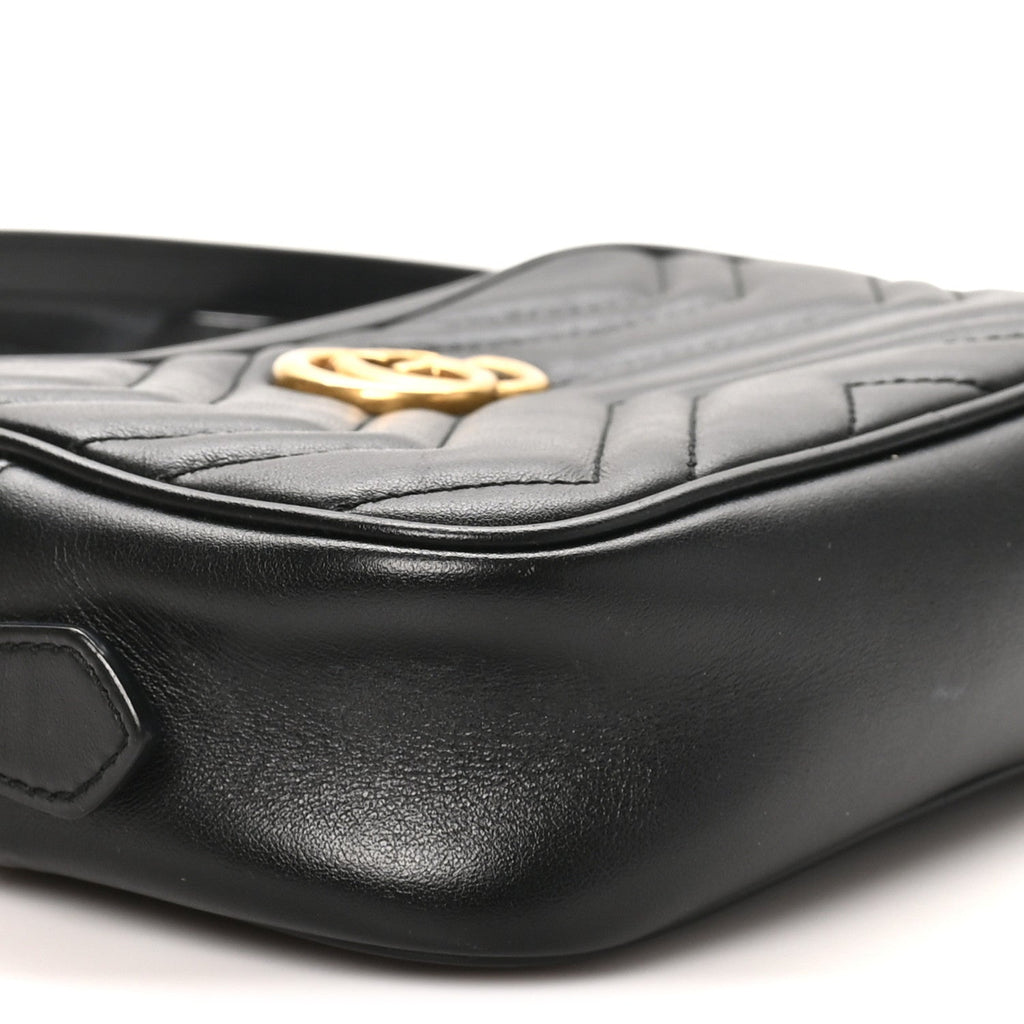 Calfskin Matelasse Mini GG Marmont Chain Shoulder Bag Black