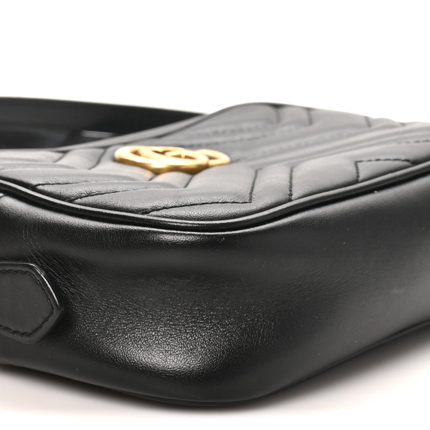 Calfskin Matelasse Mini GG Marmont Chain Shoulder Bag Black