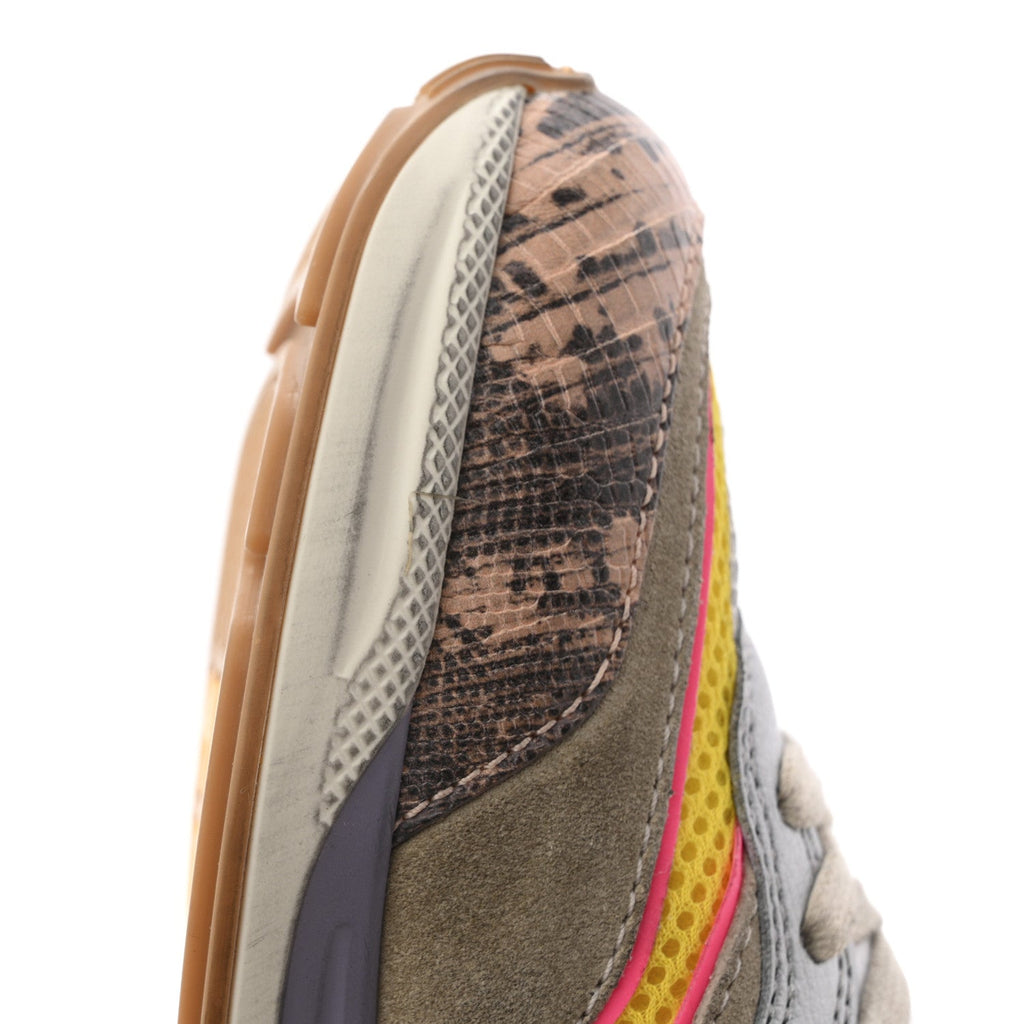 Suede Calfskin Tejus Printed Womens Ultrapace Sneakers 37.5 Pink Silver Oatmeal Yolk