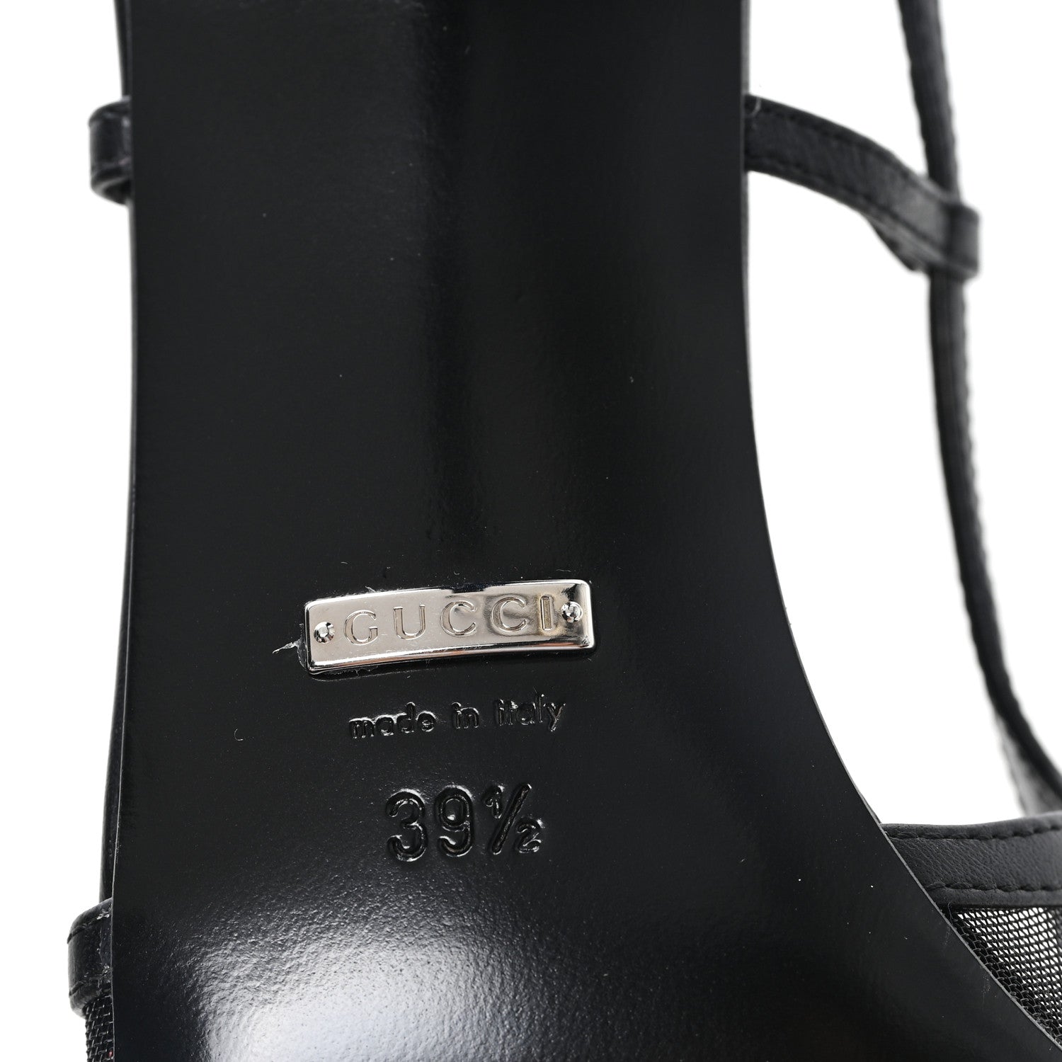 Tela Retino Nappa Charlotte Crystal GG Monogram Square G 75mm Slingback Pumps 39.5 Black