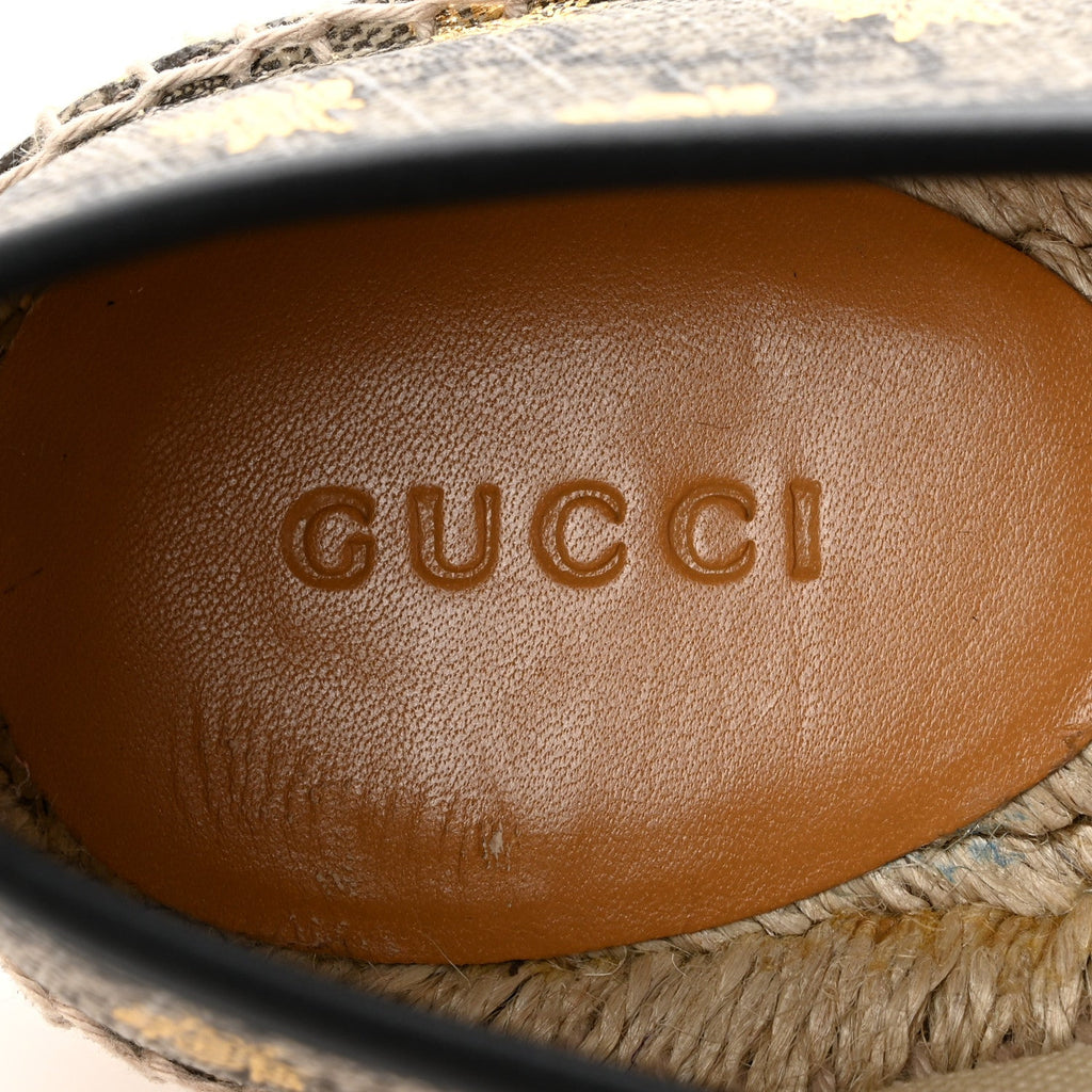 GG Supreme Monogram Bees Espadrille Flats 38 Beige Ebony Oro Black