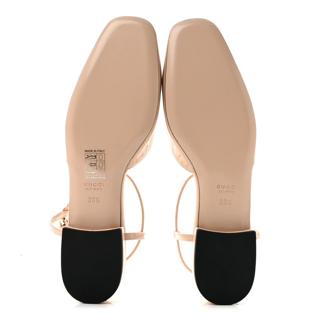 Patent Charlotte Petite GG Slingback Flats 36.5 Beige