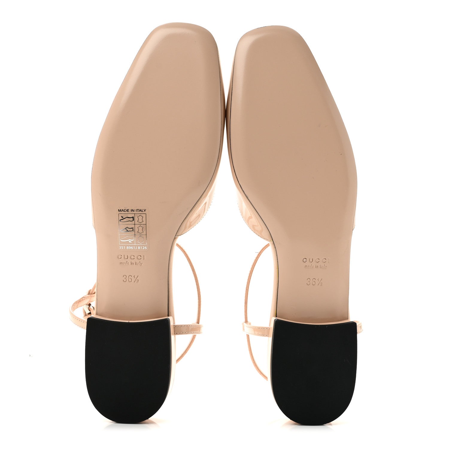 Patent Charlotte Petite GG Slingback Flats 36.5 Beige