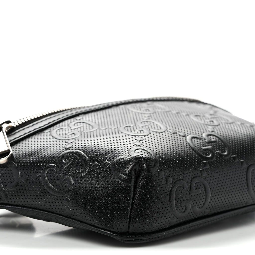 Calfskin GG Tennis Embossed Belt Bag Black