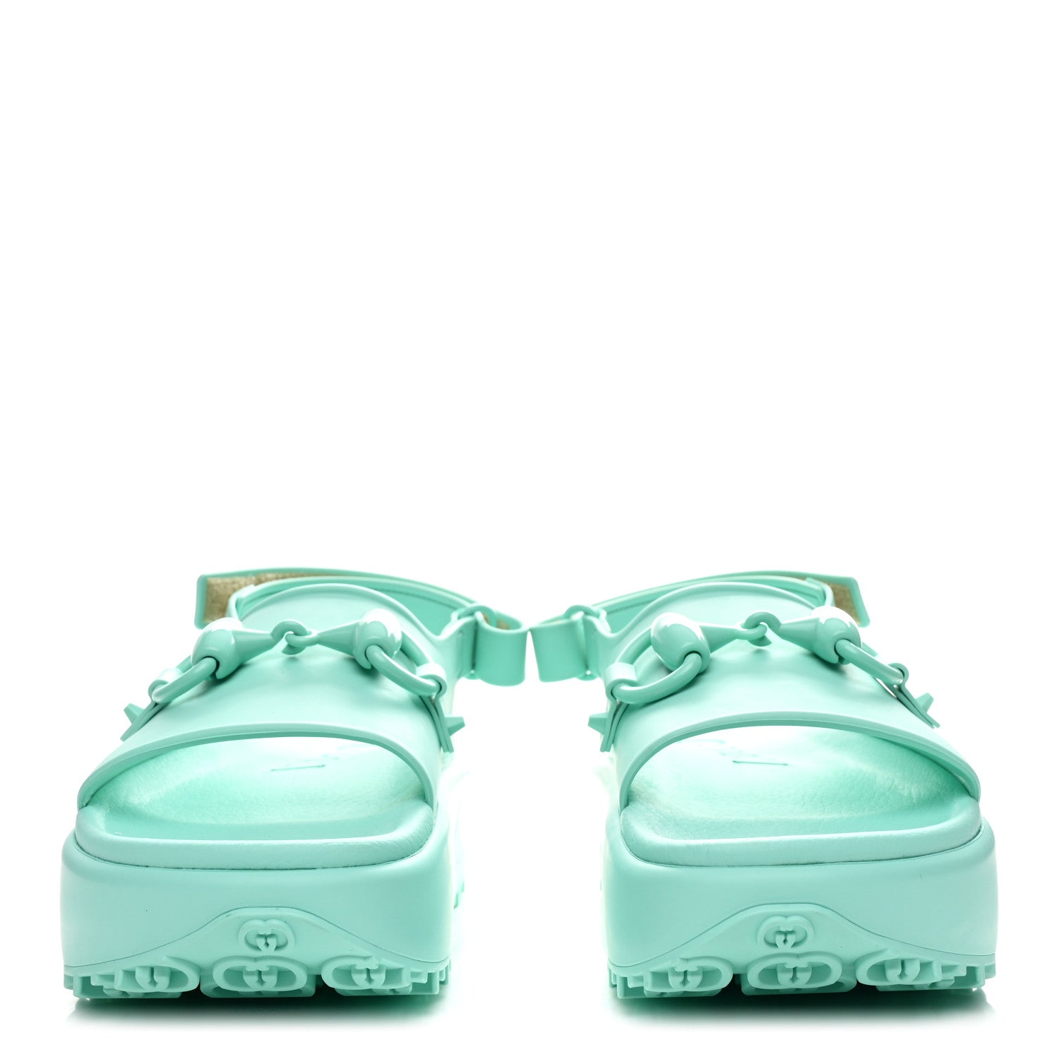 Soft Rubber Horsebit Womens Slingback Sandals 37 Teal Cyan