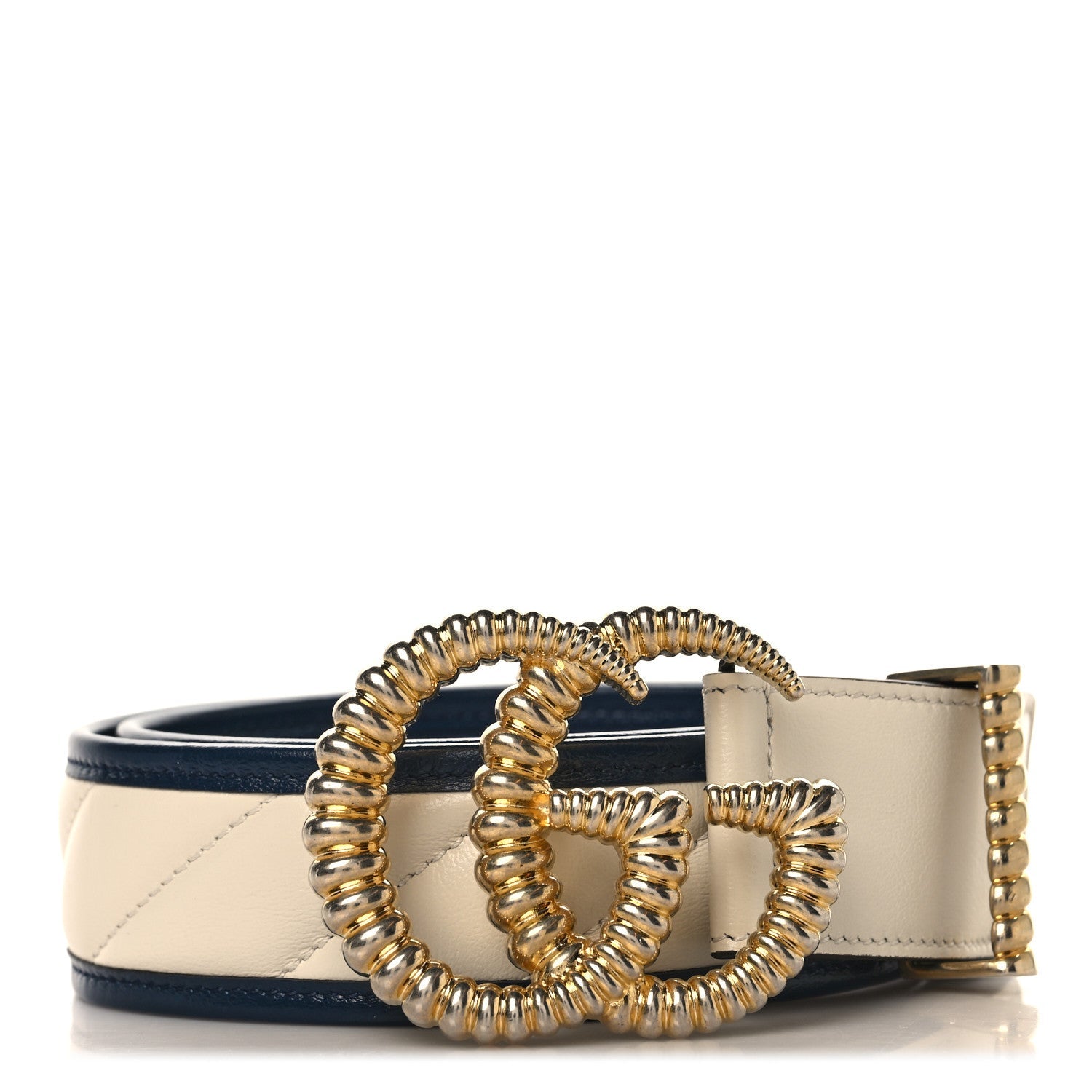 Azalea Calfskin Matelasse Diagonal Torchon Double G 40mm Belt 75 30 Mystic White Blue Agata 75/30 Mystic White Blue Agata