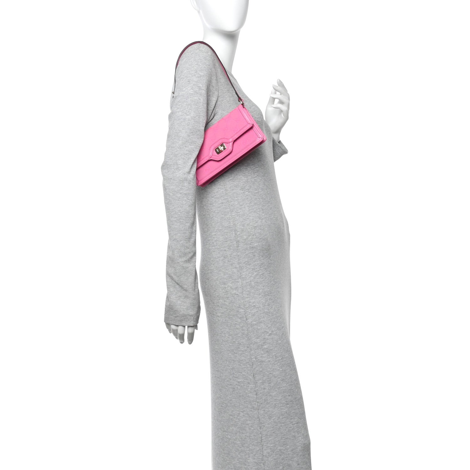 GG Monogram Scratch Lux Calfskin Mini Luce Shoulder Bag Rose Dark Blossom