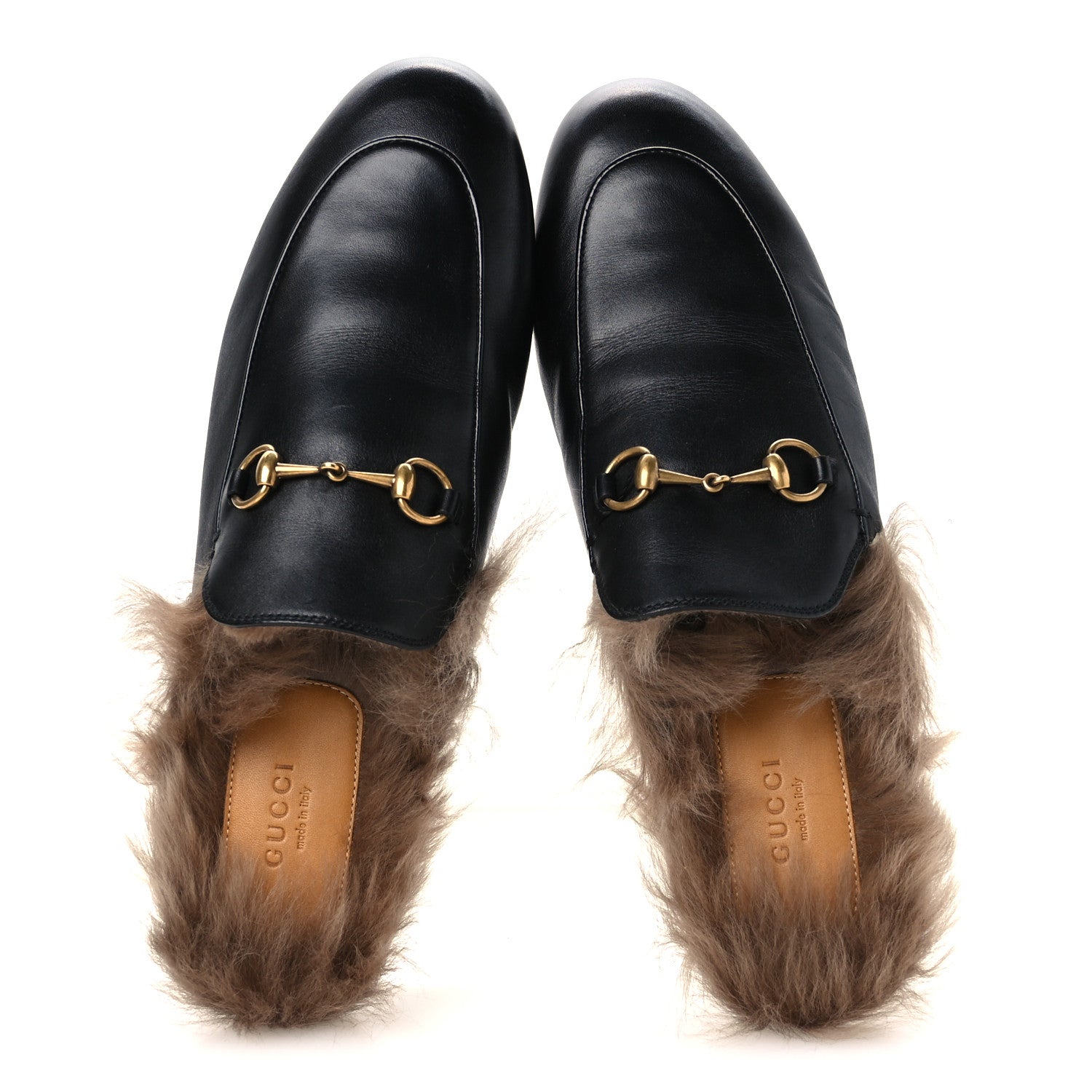 Calfskin Fur Womens Princetown Slippers 42 Black