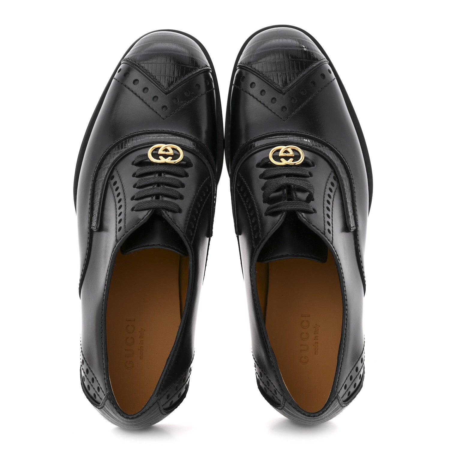 Glossy Calfskin Tejus Womens Lace Up Loafers 35 Black