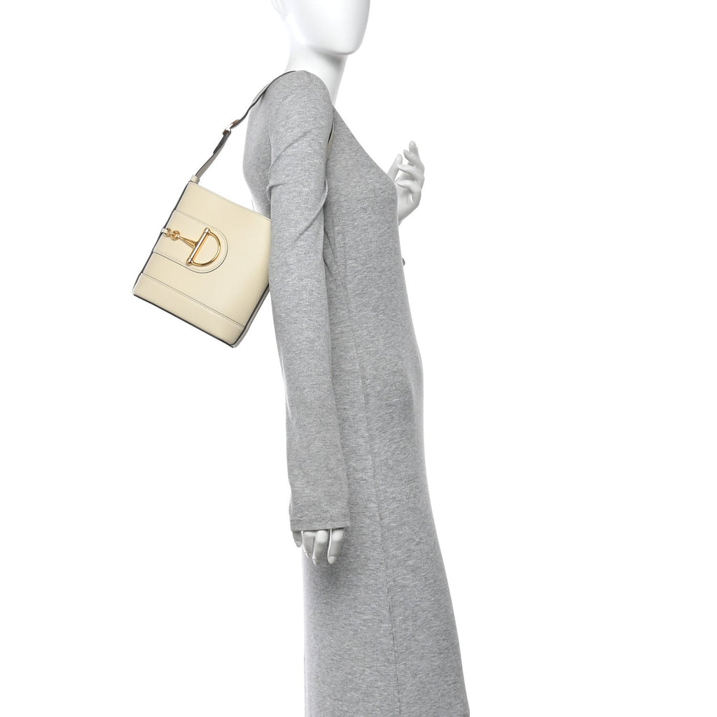 Arabella Calfskin Horsebit 73 Mini Bucket Bag White