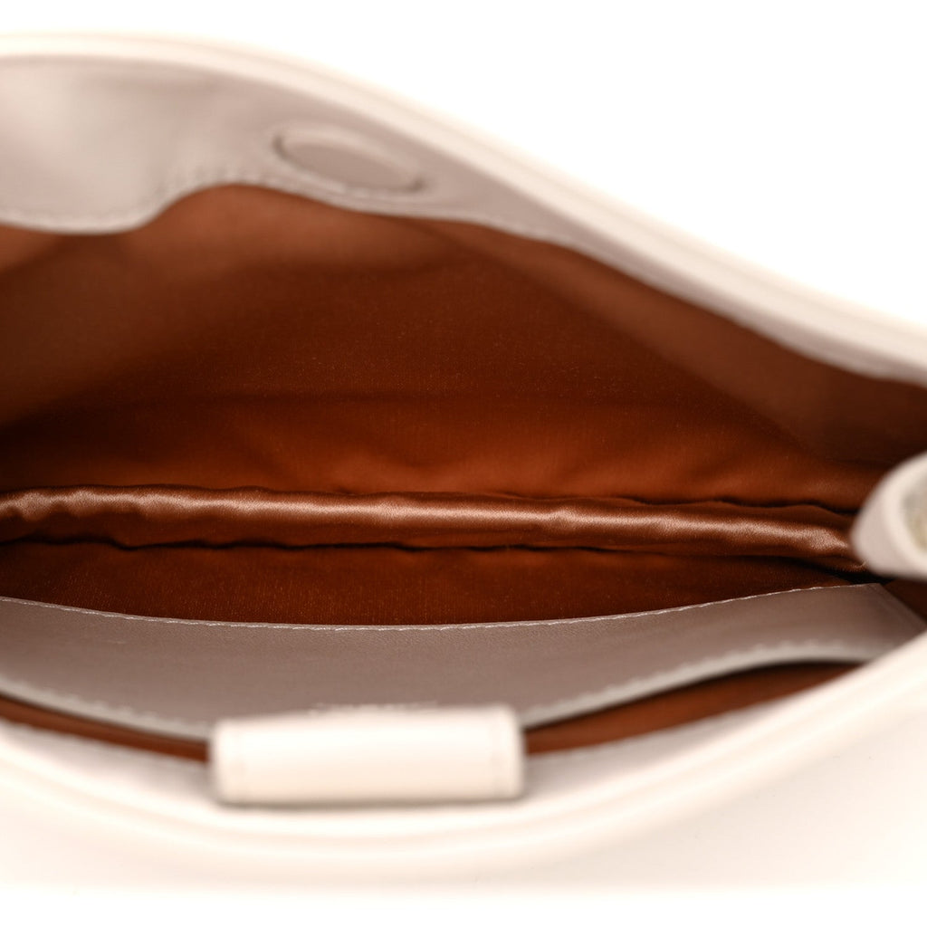 Calfskin Horsebit Slim Shoulder Bag White