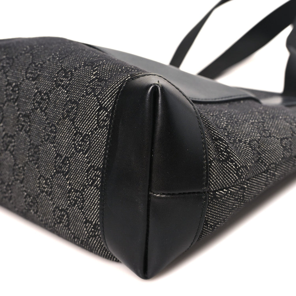 Denim Monogram Tote Bag Black