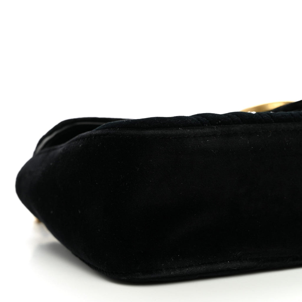 Velvet Matelasse Marquise Crystals Embroidered Small GG Marmont Shoulder Bag Black