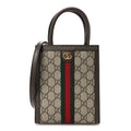 GG Supreme Monogram Textured Dollar Calfskin Web Super Mini Ophidia Mini Tote Bag Beige Ebony New Acero