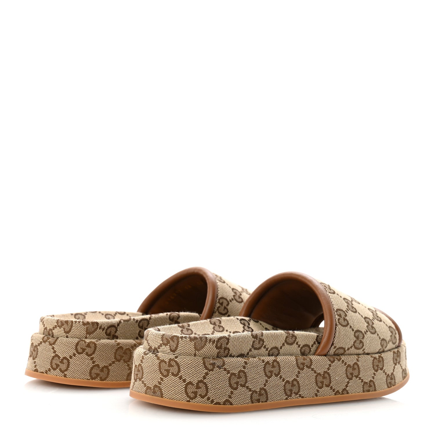 Original GG Canvas Monogram Womens GG Platform Sandals 38.5 Beige Ebony Sundial
