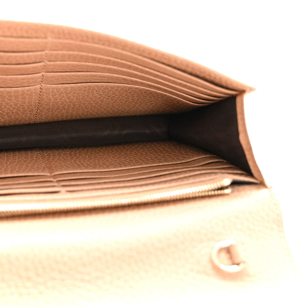 Dollar Calfskin Interlocking G Chain Wallet Camelia