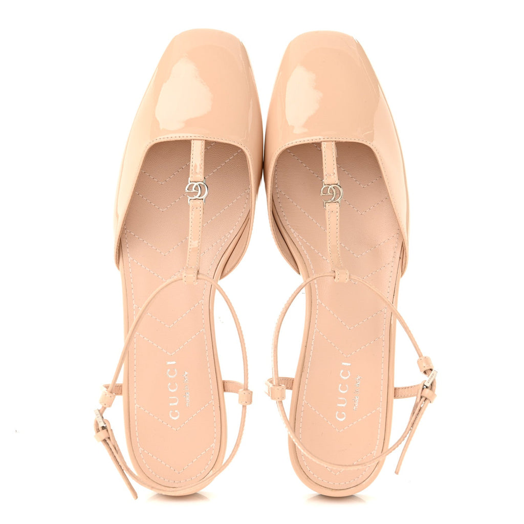 Patent Charlotte Petite GG Slingback Flats 36.5 Beige