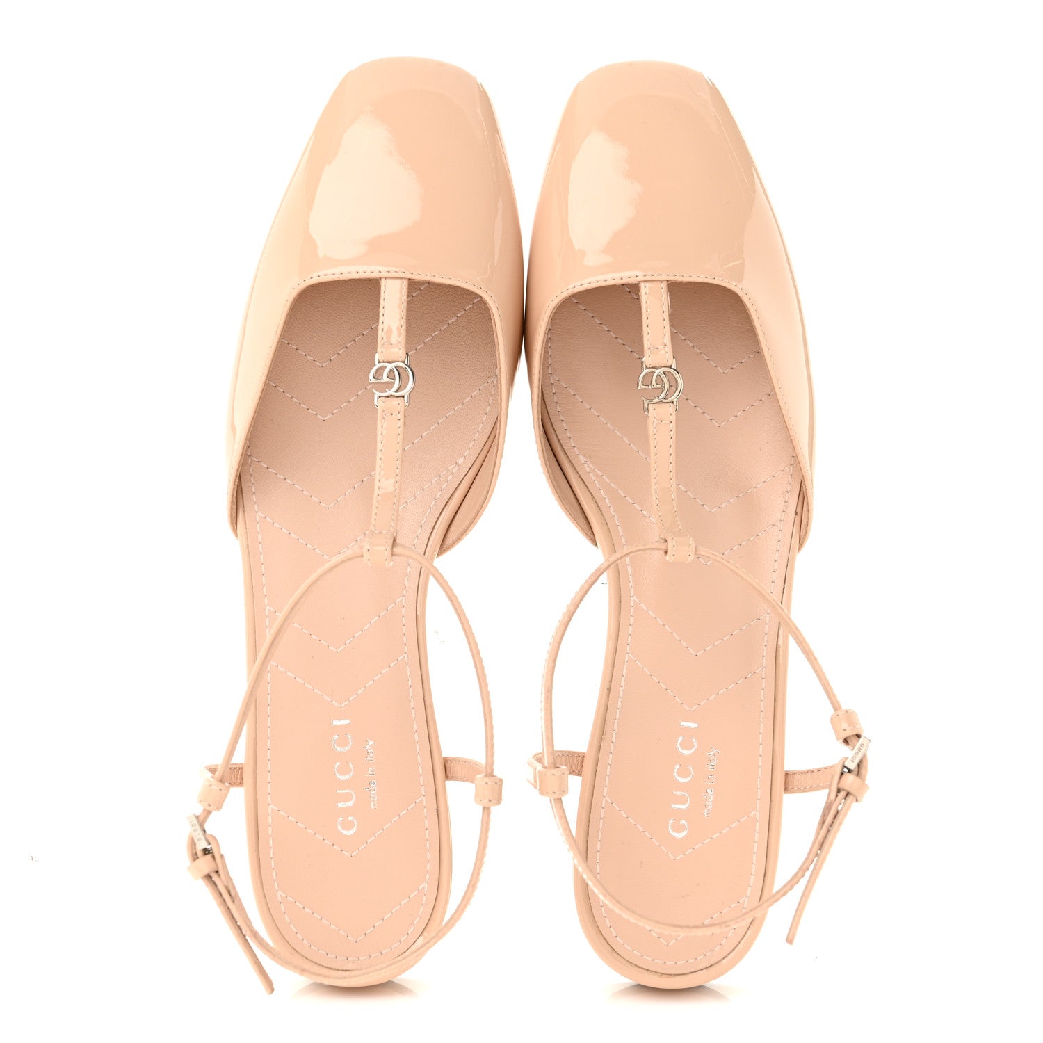 Patent Charlotte Petite GG Slingback Flats 36.5 Beige