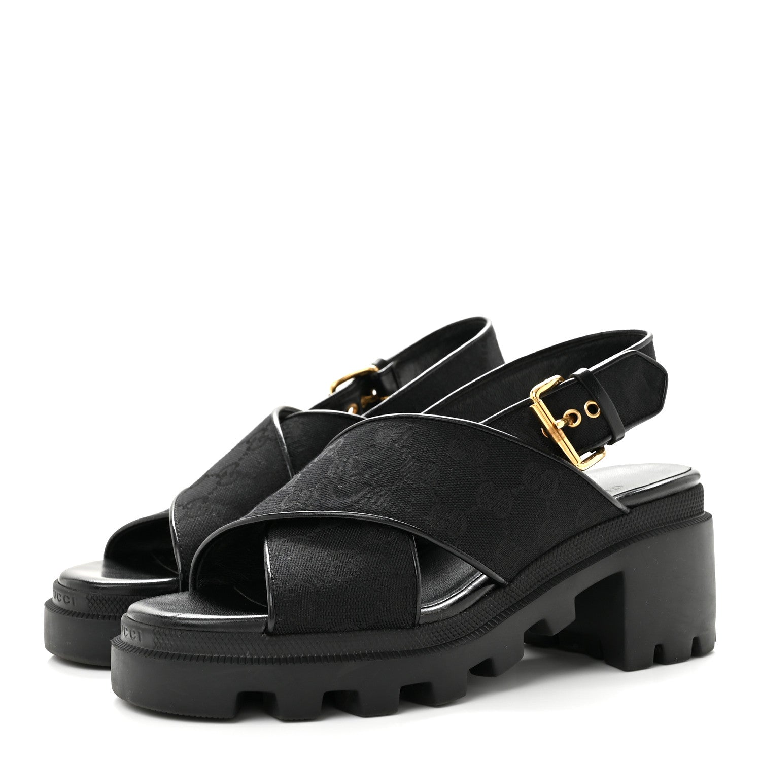 Monogram Granada Kid Trip 40/72mm Lug Sole Sandals 38.5 Black