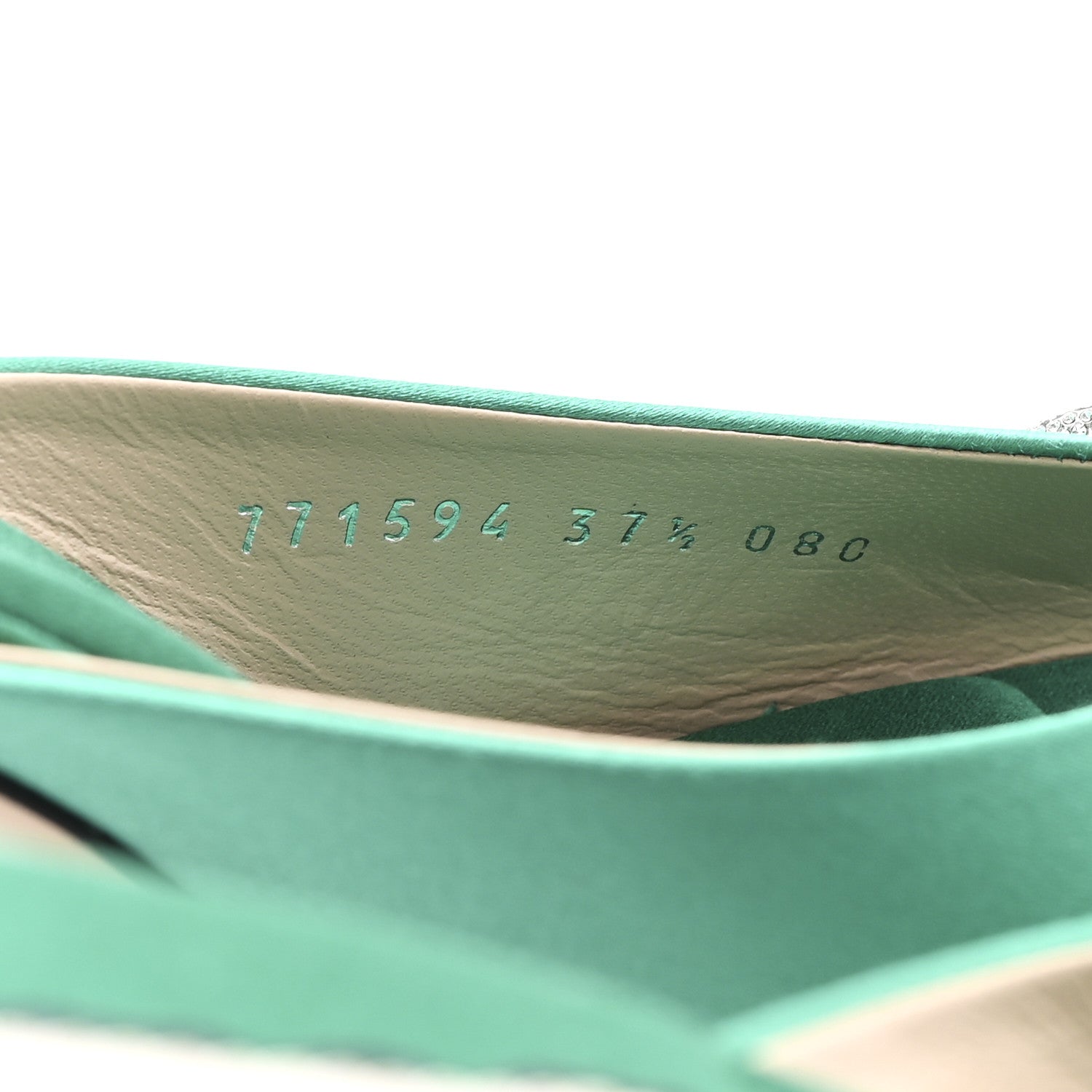 Raso Seta Malaga Kid Crystal Horsebit Sandals 37.5 Jade Caribbean Green