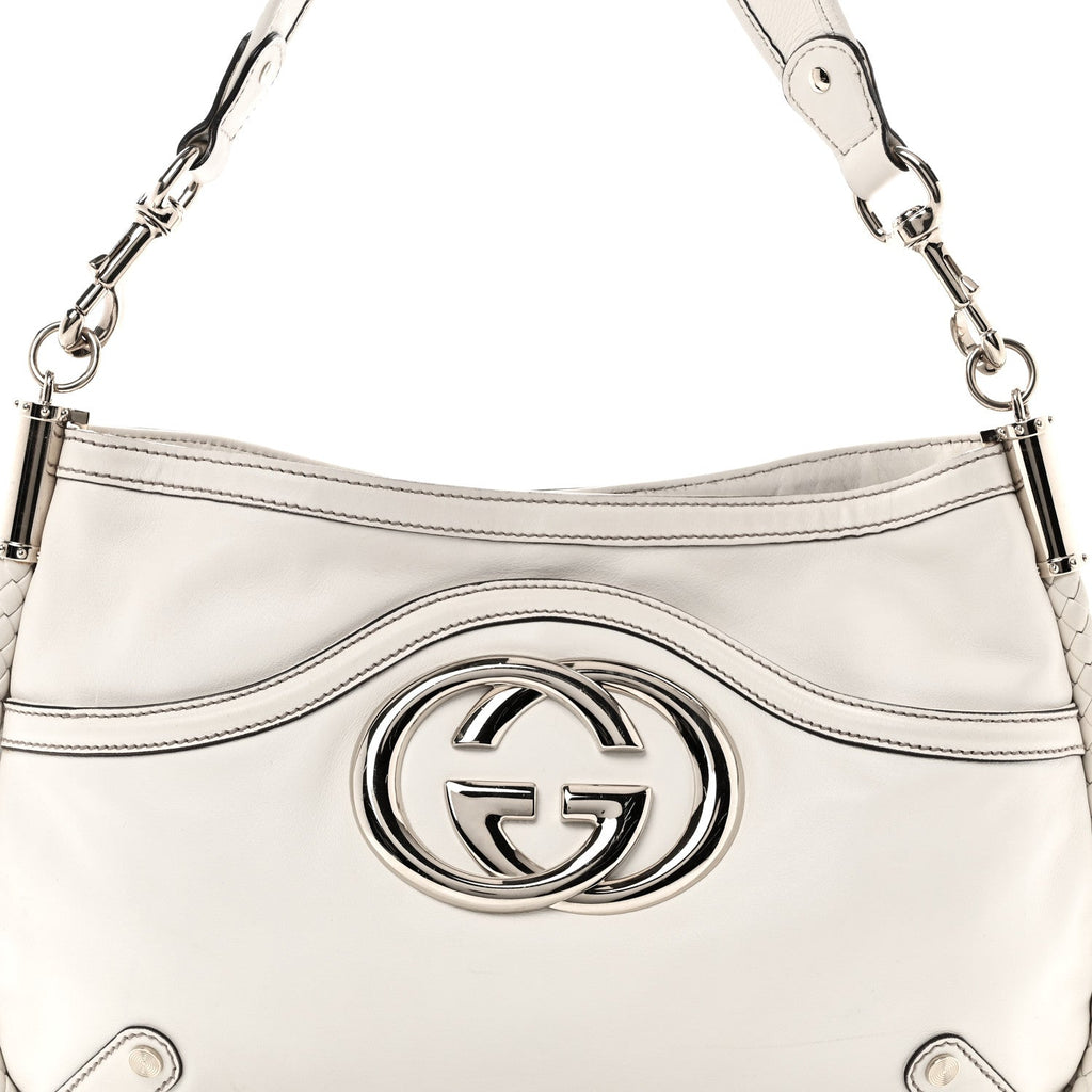 Calfskin Britt Medium Shoulder Bag White