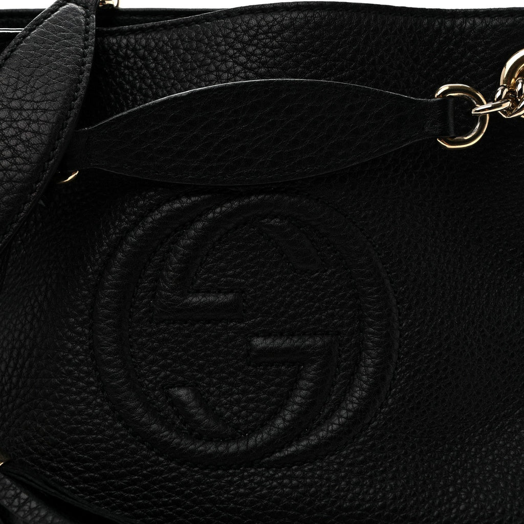 Pebbled Calfskin Small Soho Chain Shoulder Bag Black