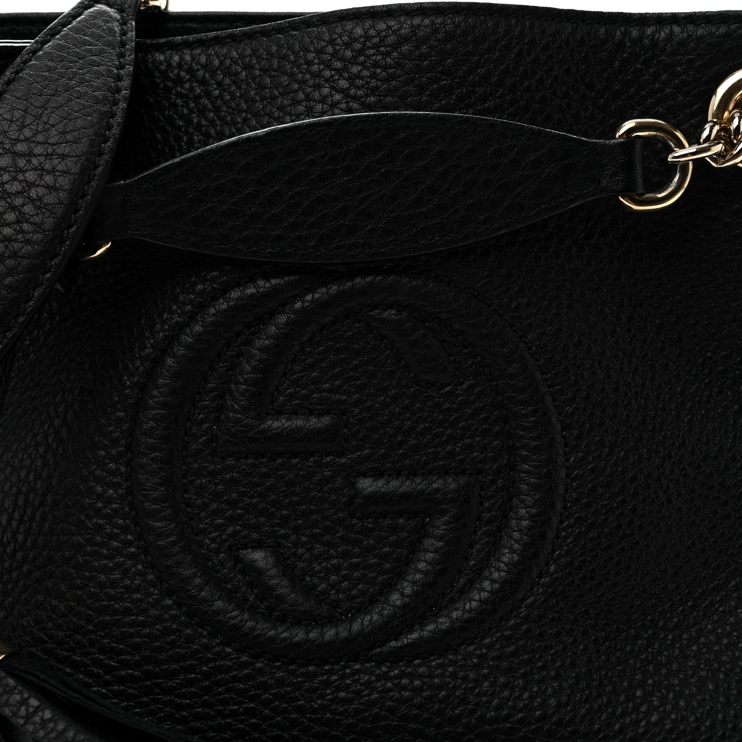 Pebbled Calfskin Small Soho Chain Shoulder Bag Black