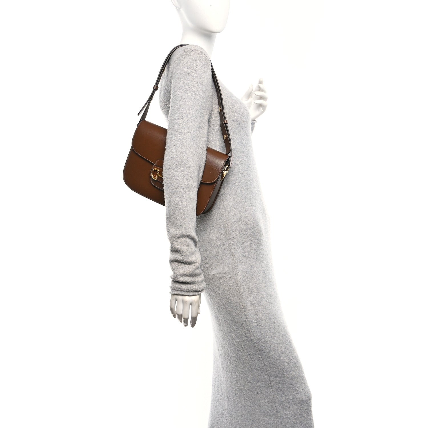 Azalea Calfskin Horsebit 1955 Shoulder Bag Brown Sugar