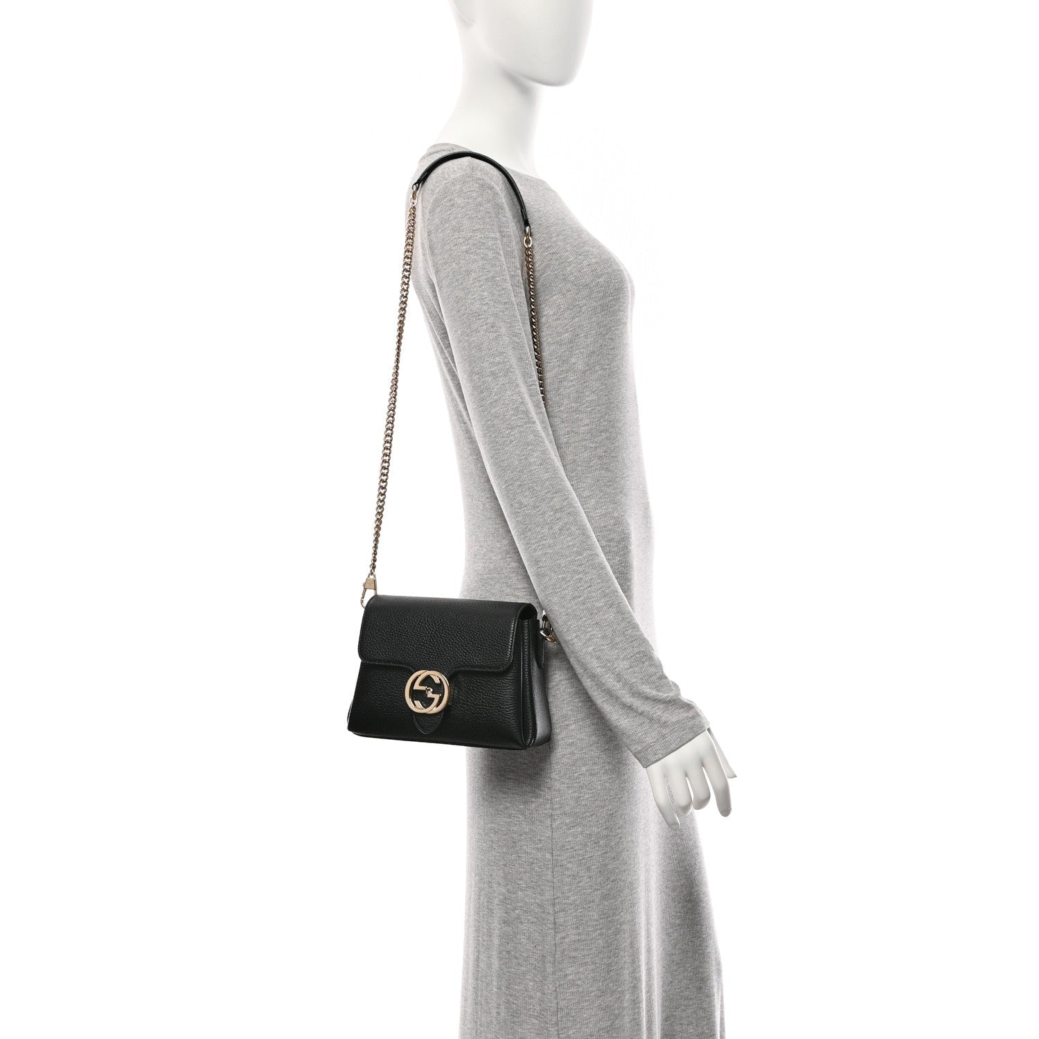 Dollar Calfskin Interlocking G Crossbody Bag Black