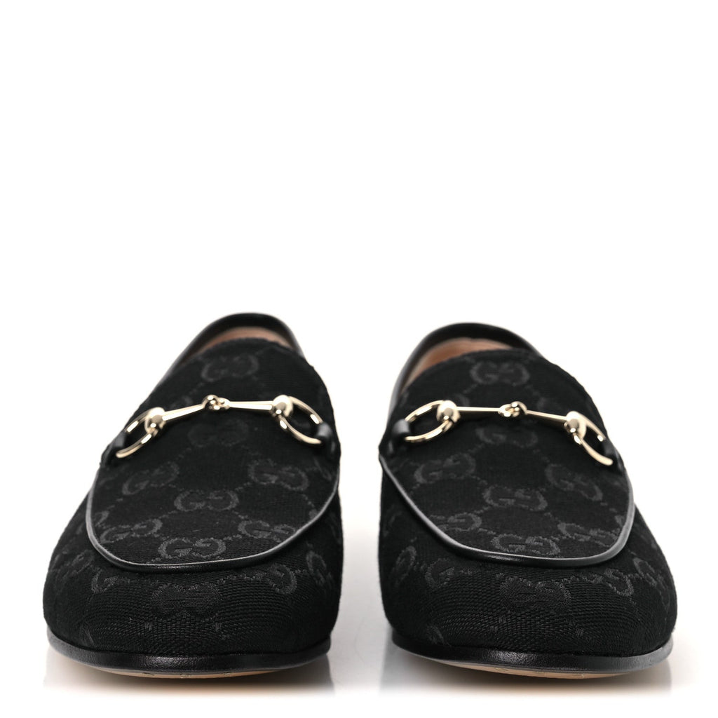 Monogram Jumbo GG Malaga Kid Horsebit Womens Jordaan Loafers 38 Black