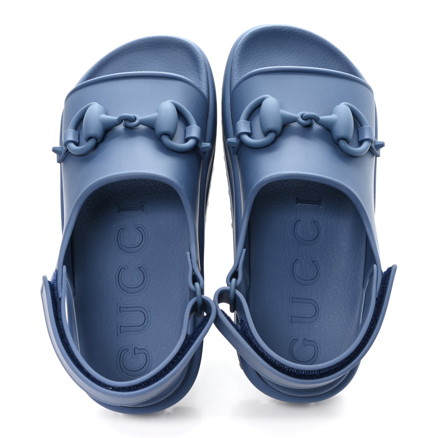 Soft Rubber Horsebit Mens Platform Slingback Sandals 5 Washed Indigo