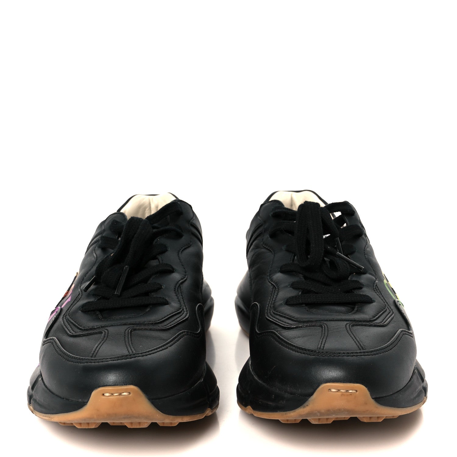 Calfskin Iridescent Logo Mens Rhyton Sneakers 8.5 Black