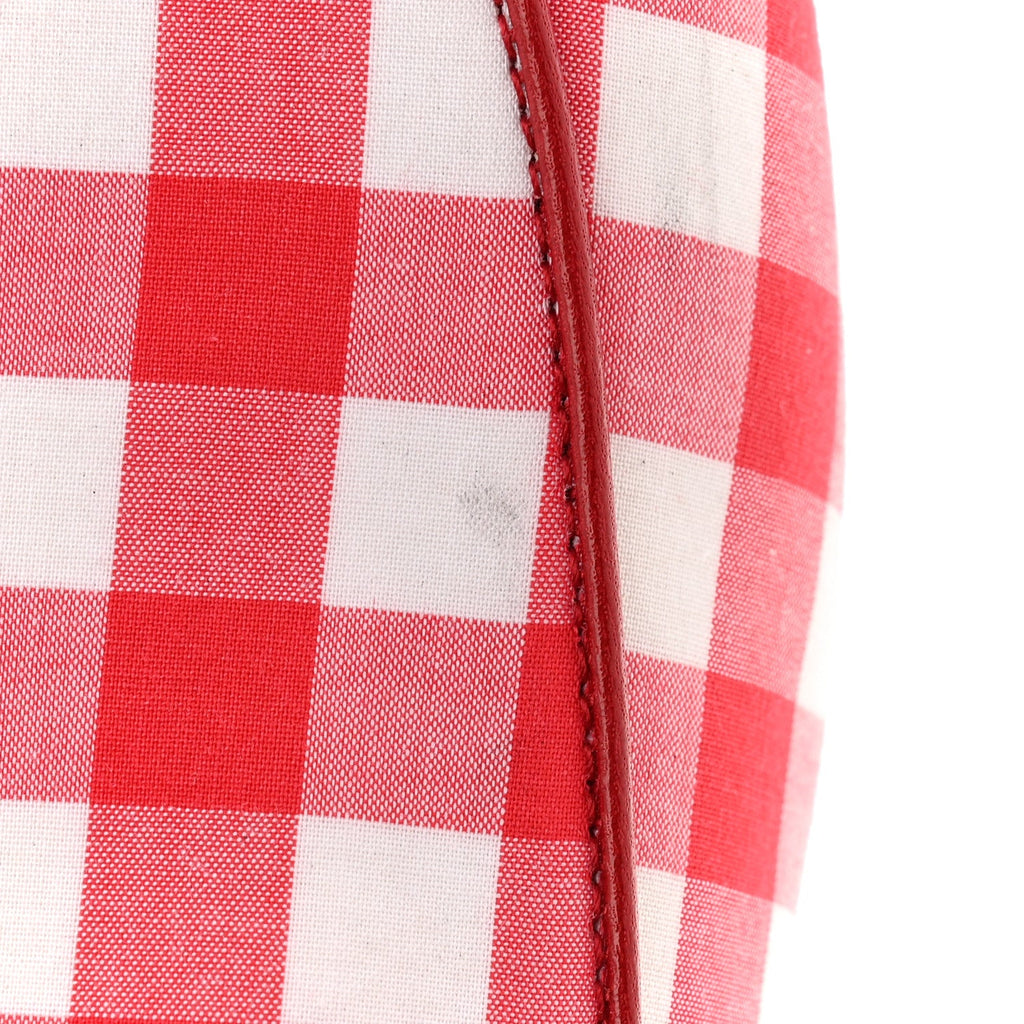 Cotton Gingham Womens Princetown Slippers 36 White Red