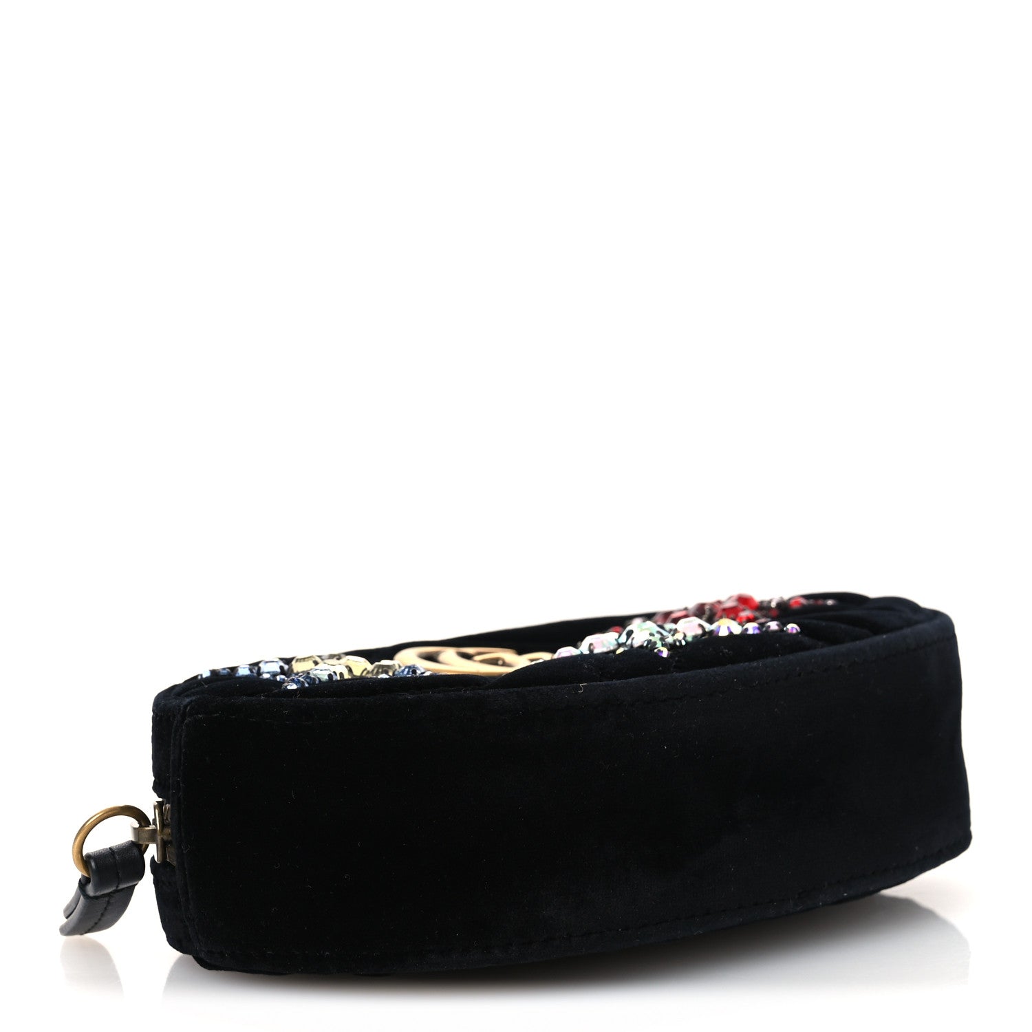 Velvet Matelasse Crystal Star GG Marmont Belt Bag 75 30 Black