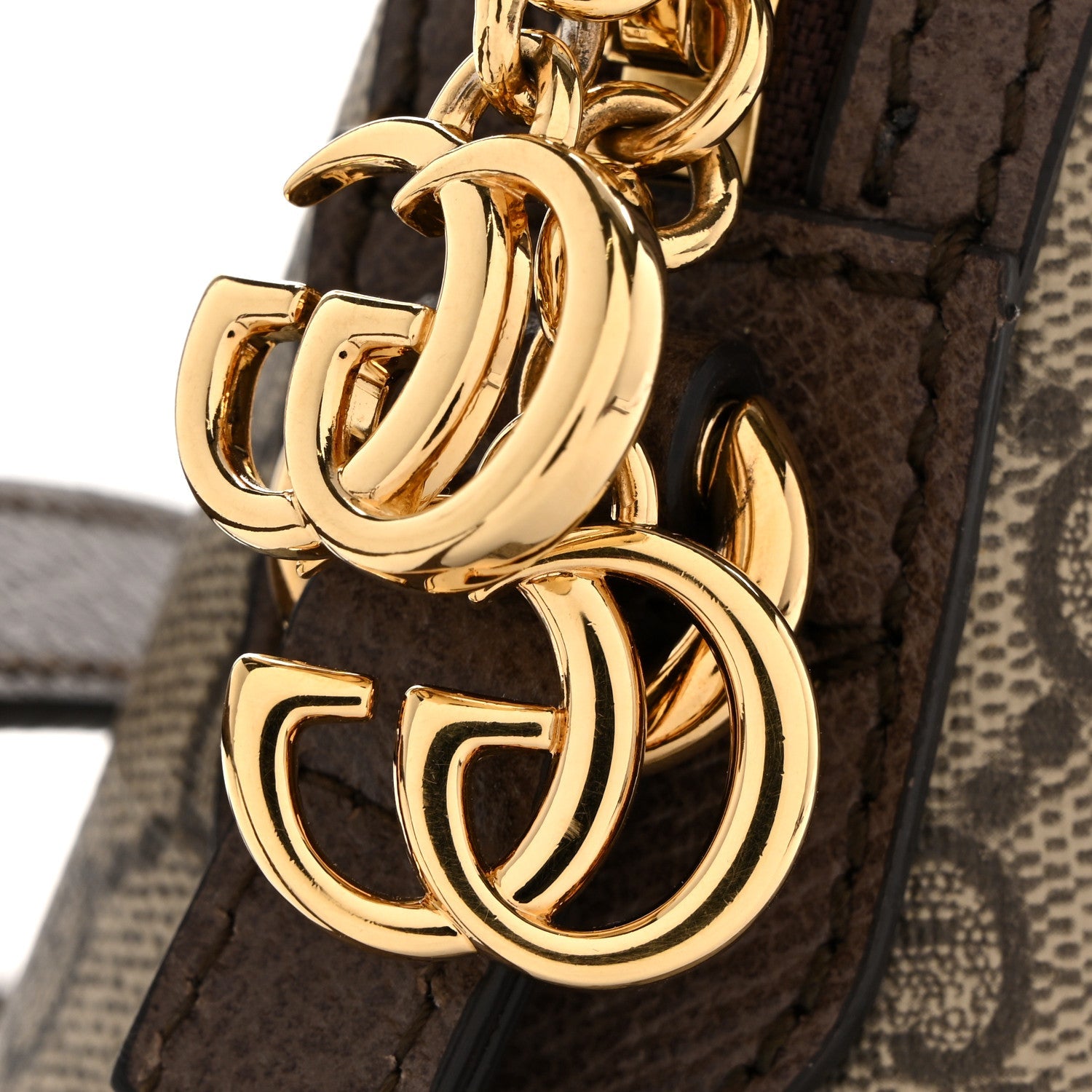 GG Supreme Monogram Textured Dollar Calfskin Web Small Ophidia Dome Shoulder Bag Beige Ebony New Acero
