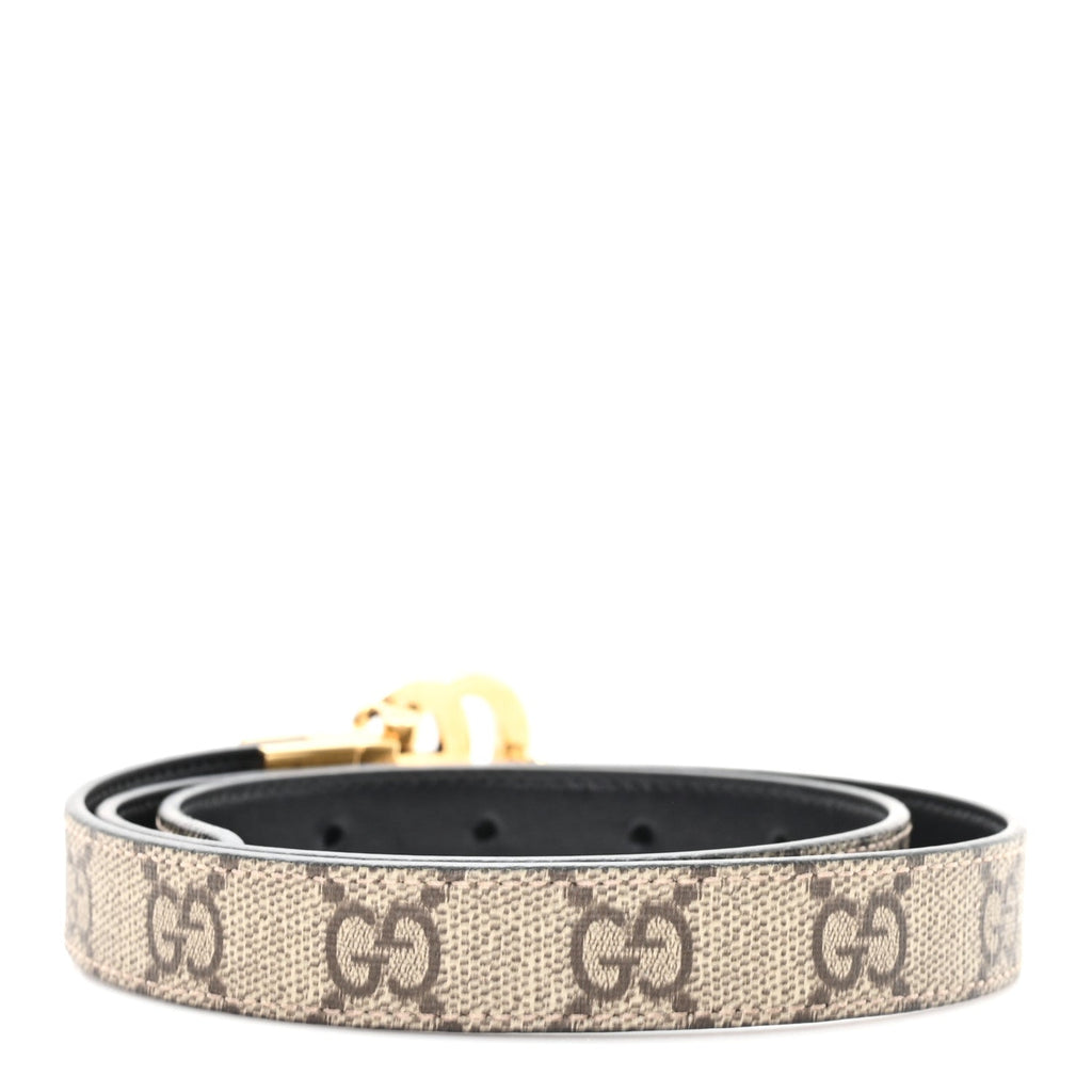 Calfskin GG Supreme Monogram Double G Reversible 20mm Belt 75 30 Beige Ebony Black