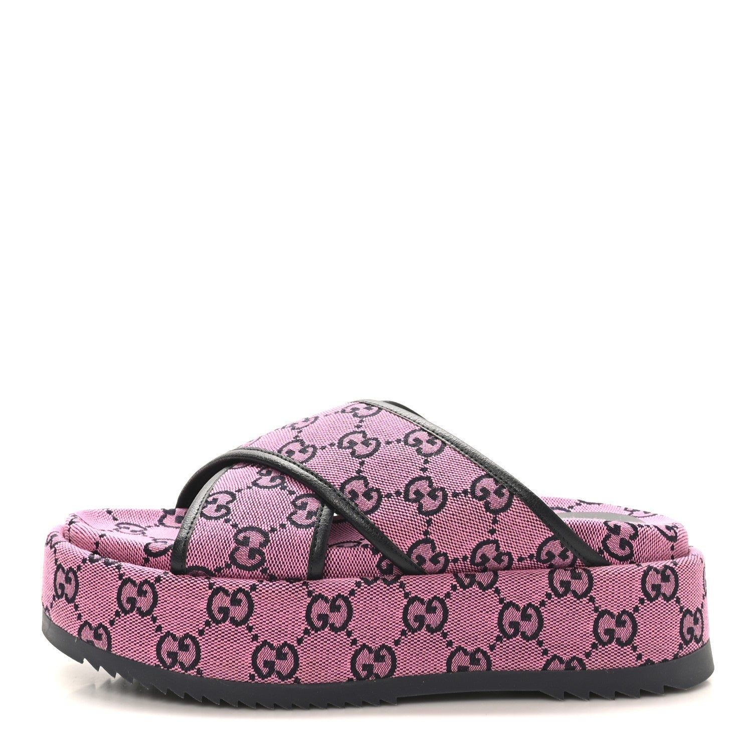 Monogram Multicolor Criss Cross Platform Slide Sandals 36.5 Pink Blue