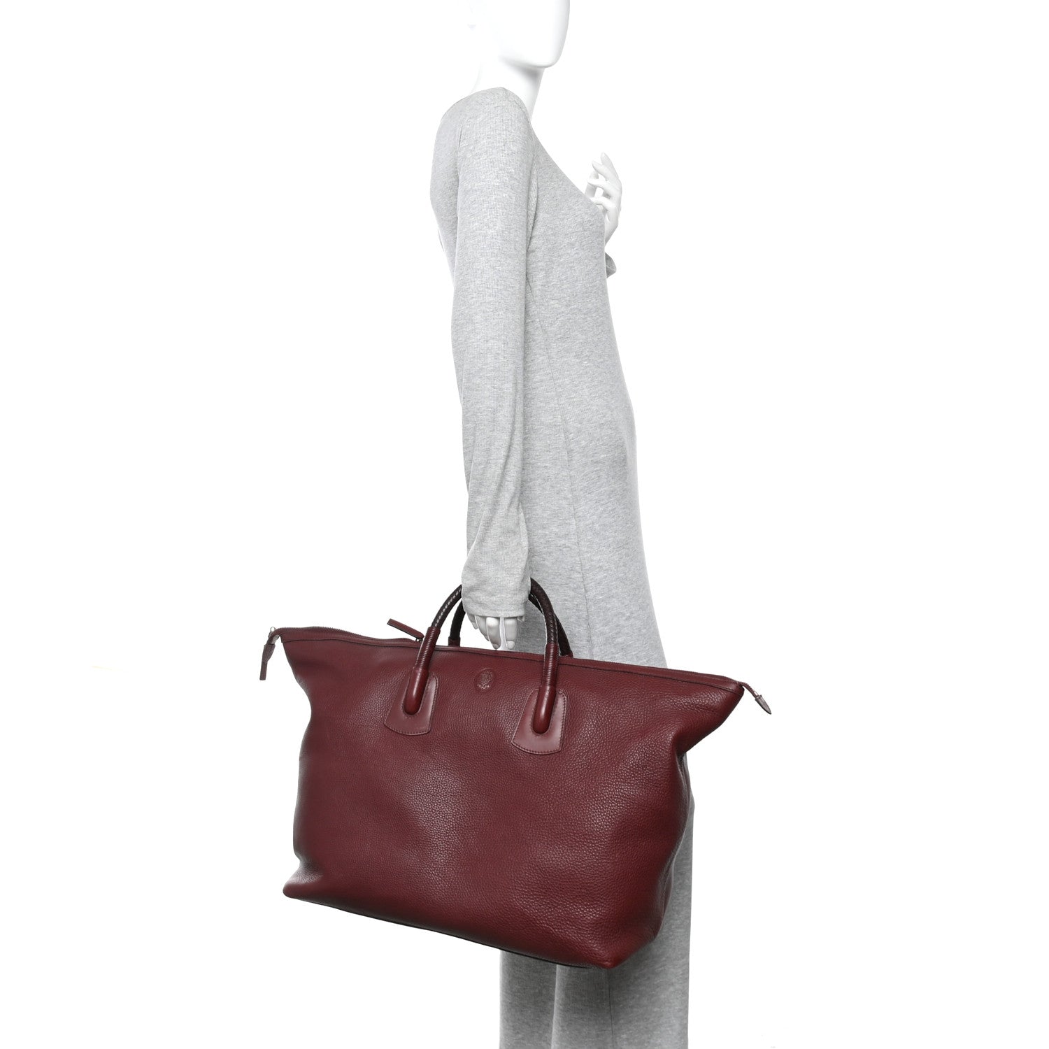 Grained Calfskin Duffle Bag Burgundy