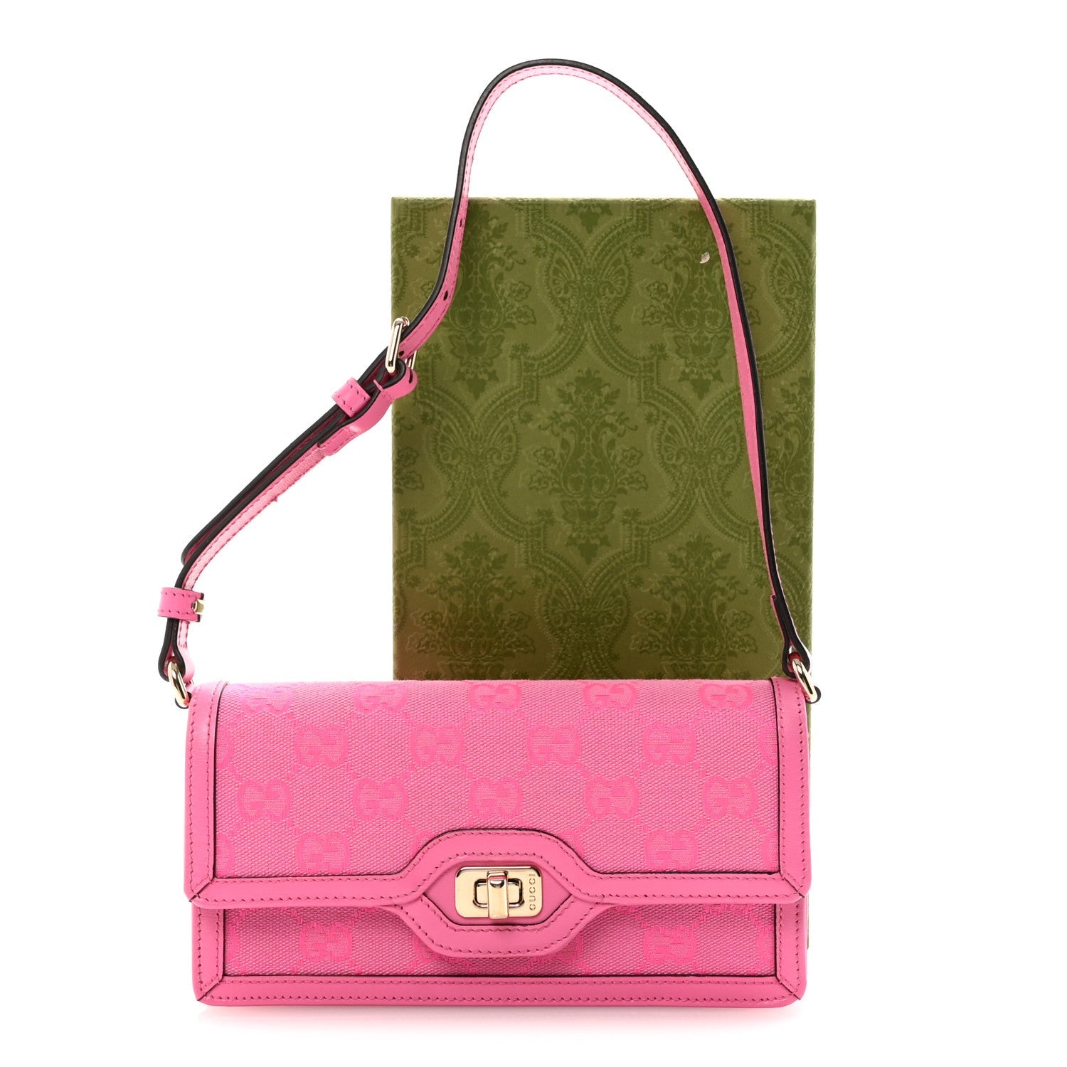 GG Monogram Scratch Lux Calfskin Mini Luce Shoulder Bag Rose Dark Blossom