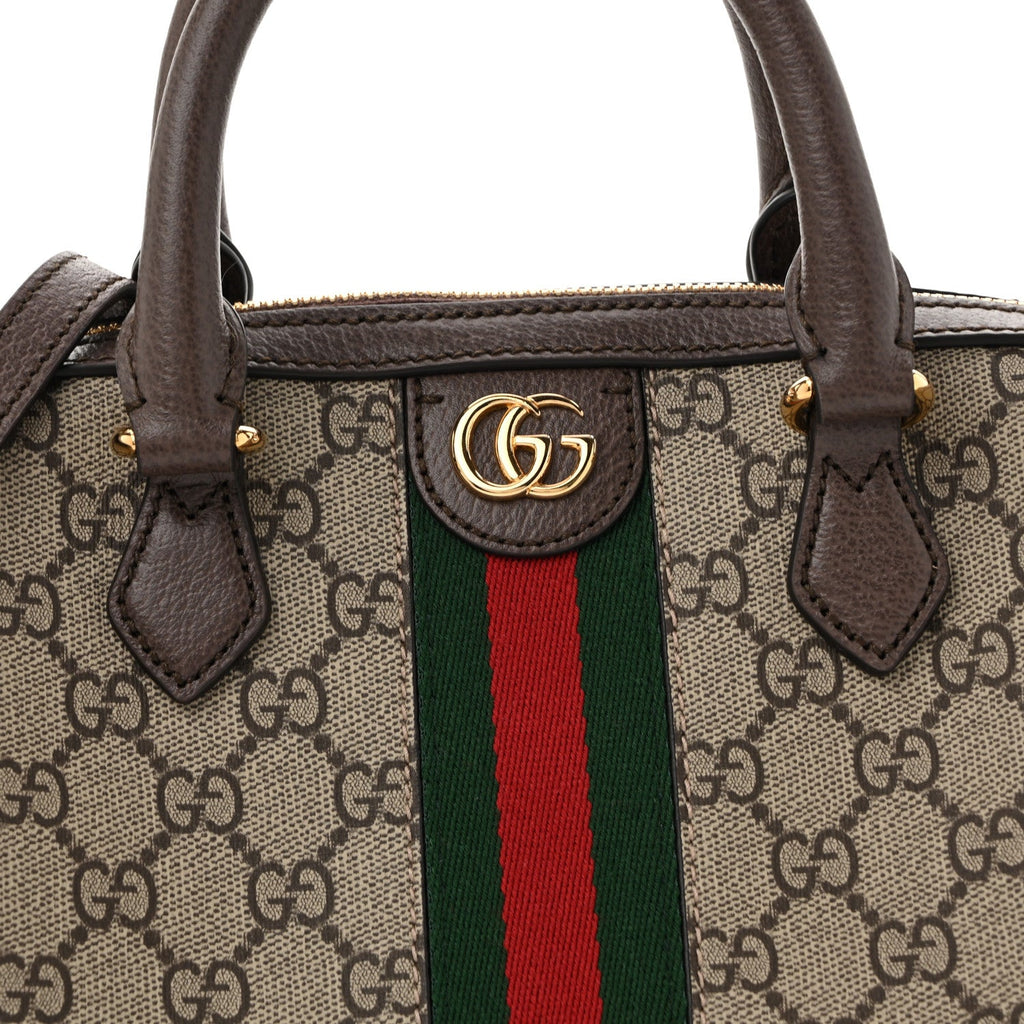 GG Supreme Monogram Web Small Ophidia Top Handle Bag  Beige Ebony