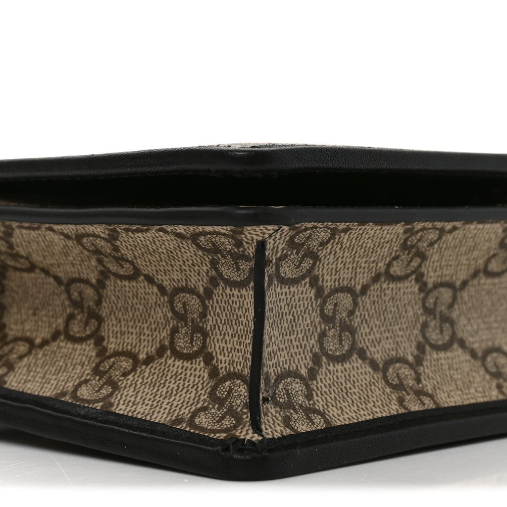 GG Emblem Monogram Wallet With Strap Beige Ebony Black