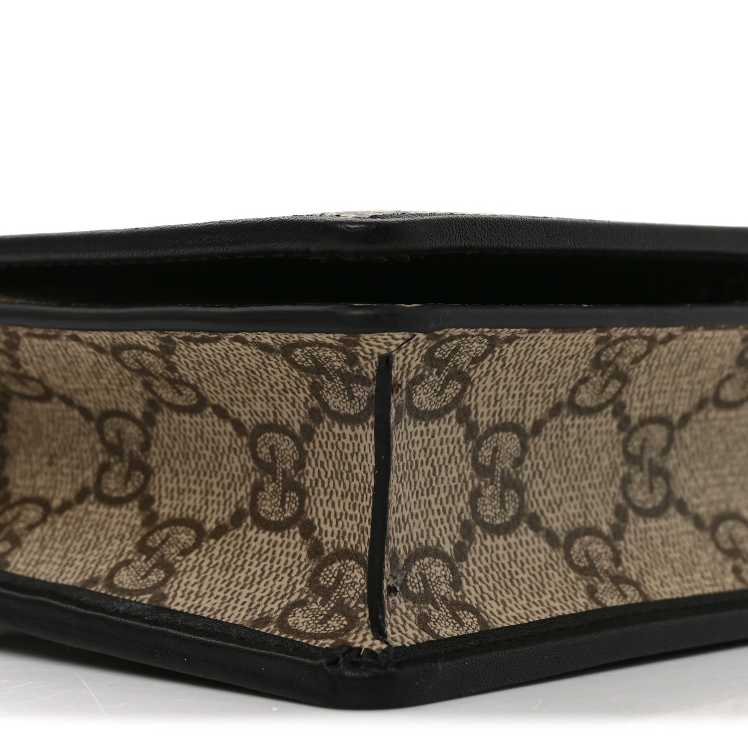 GG Emblem Monogram Wallet With Strap Beige Ebony Black