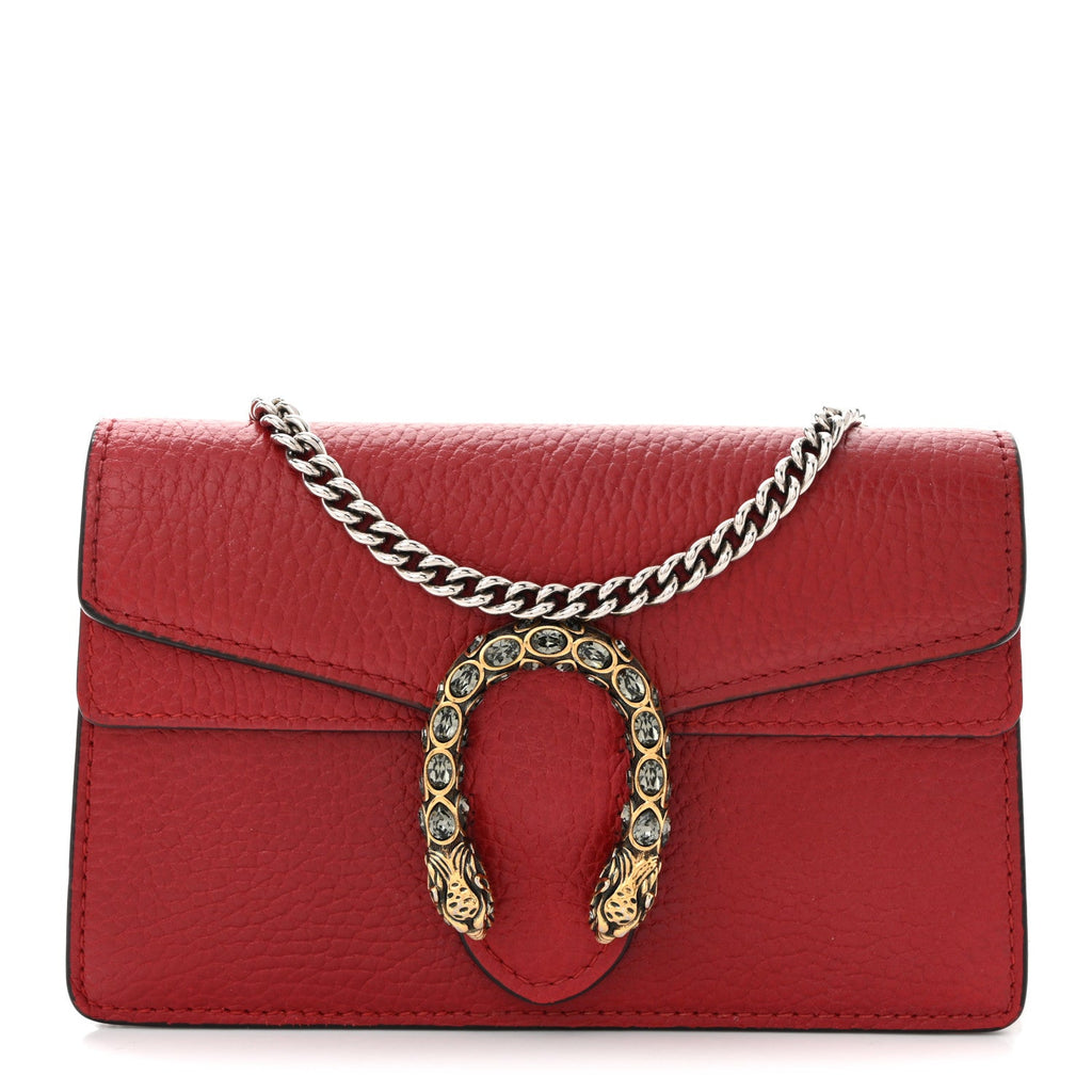 Dollar Calfskin Swarovski Crystal Small Dionysus Shoulder Bag Hibiscus Red