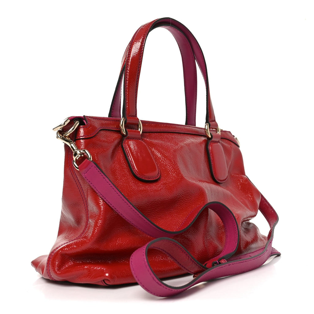 Vernice Naplack Small Soho Top Handle Satchel Uniform Red