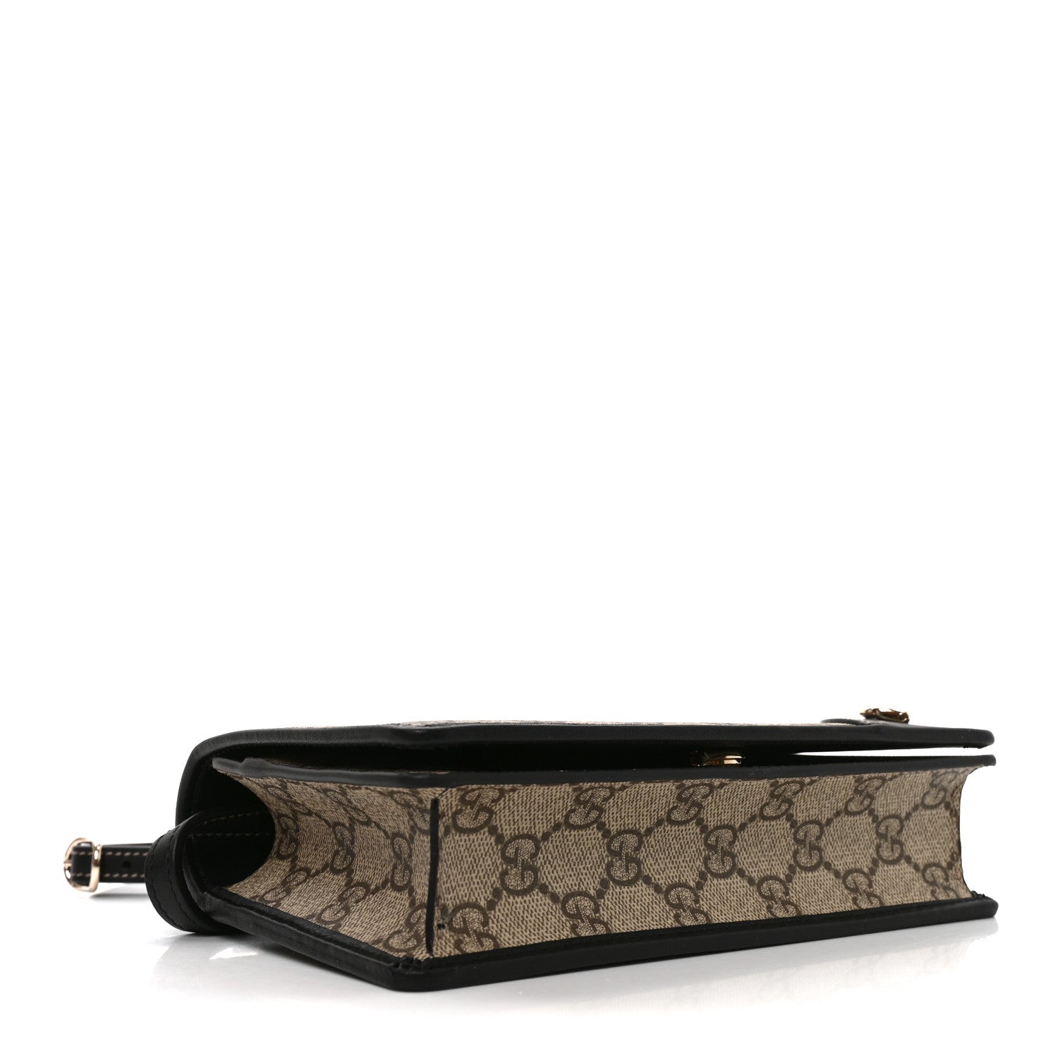 GG Emblem Monogram Wallet With Strap Beige Ebony Black
