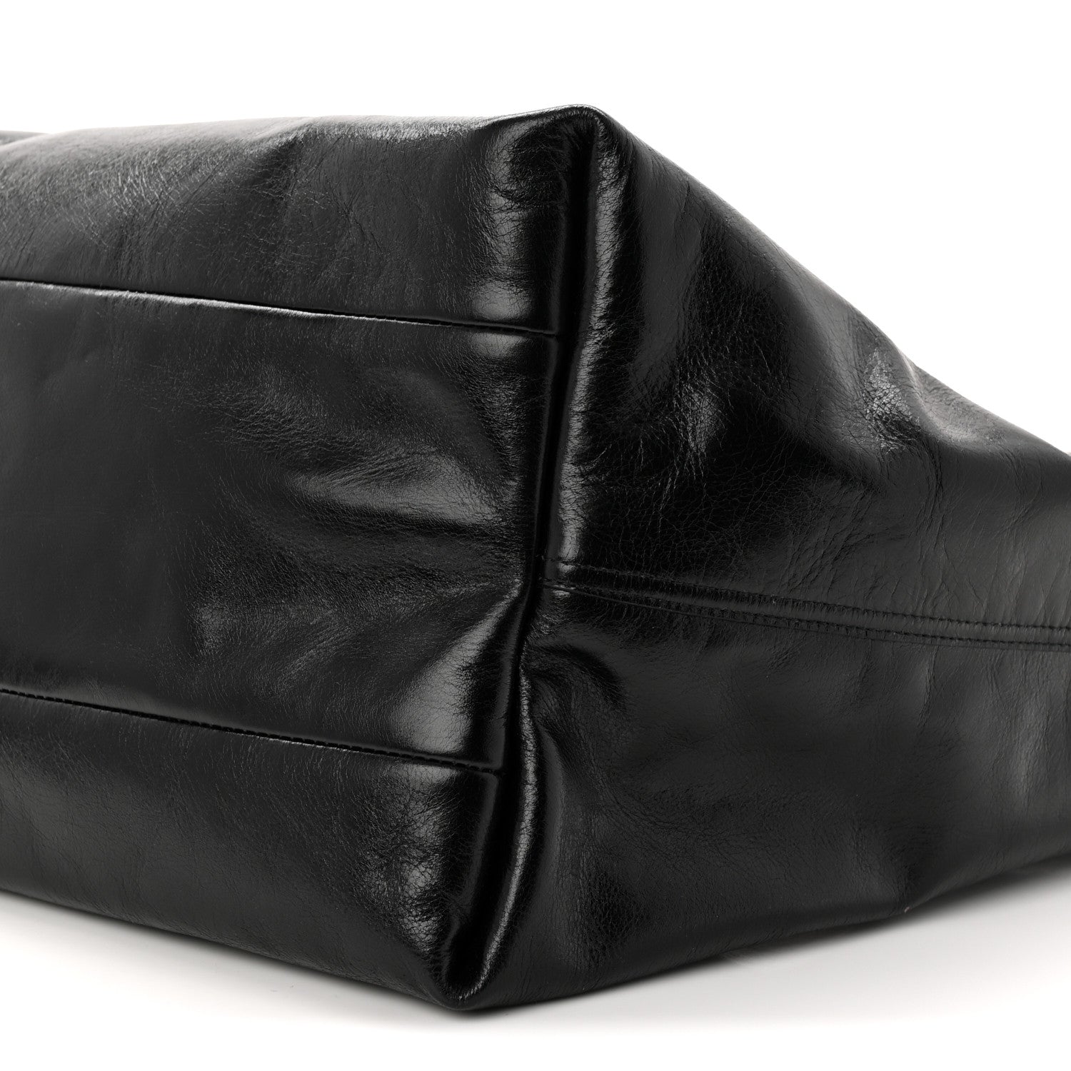 Soft Glossy Calfskin Large Giglio Tote Black