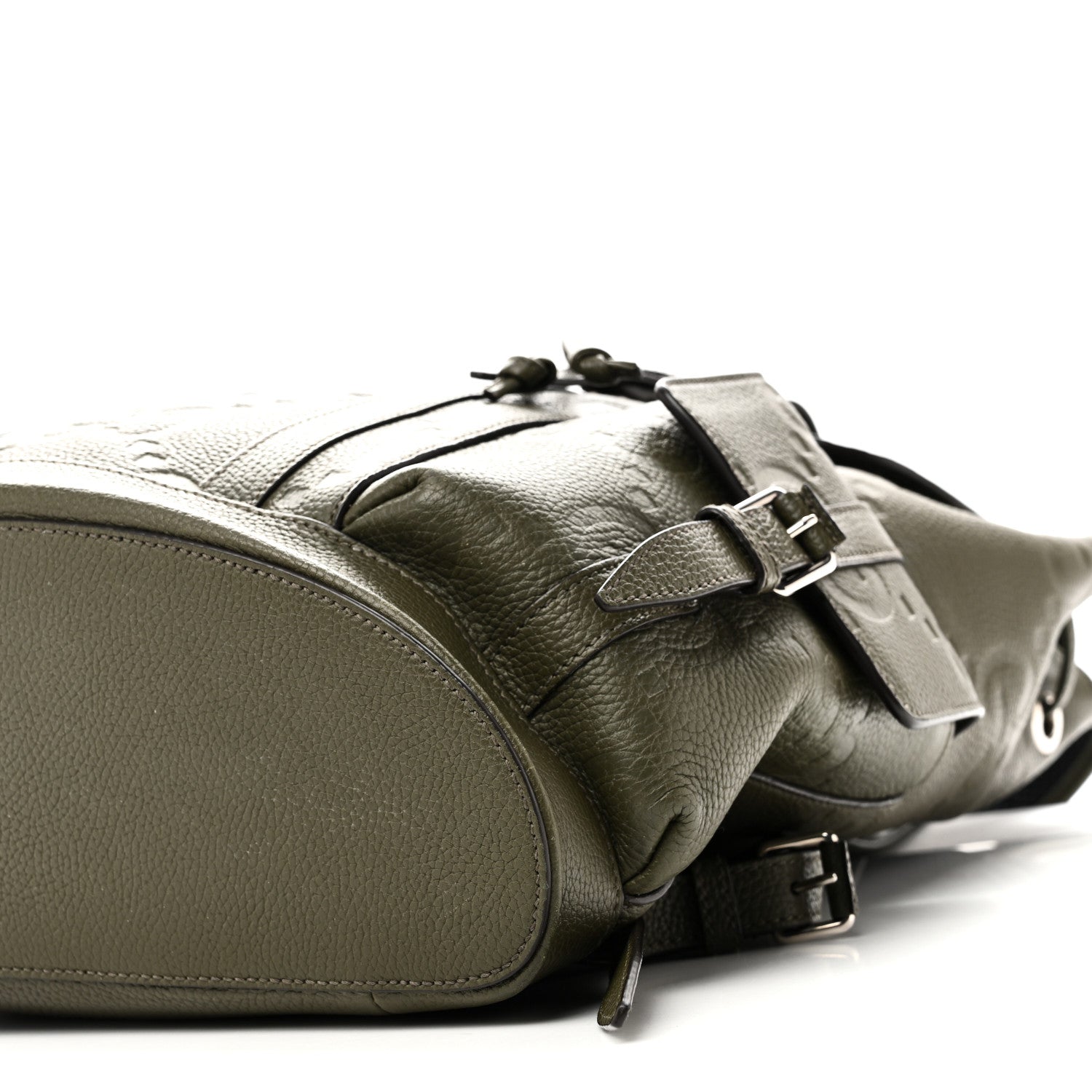 Piuma Calfskin Jumbo GG Embossed Double Buckle Backpack Dark Vintage Olive