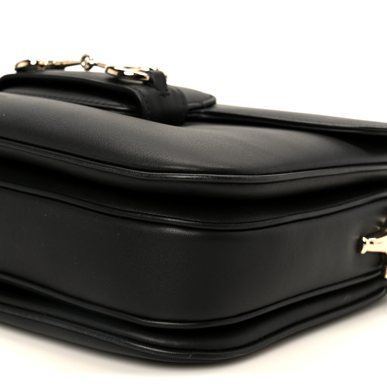 Arabella Calfskin Horsebit 1955 Soft Small Shoulder Bag Black