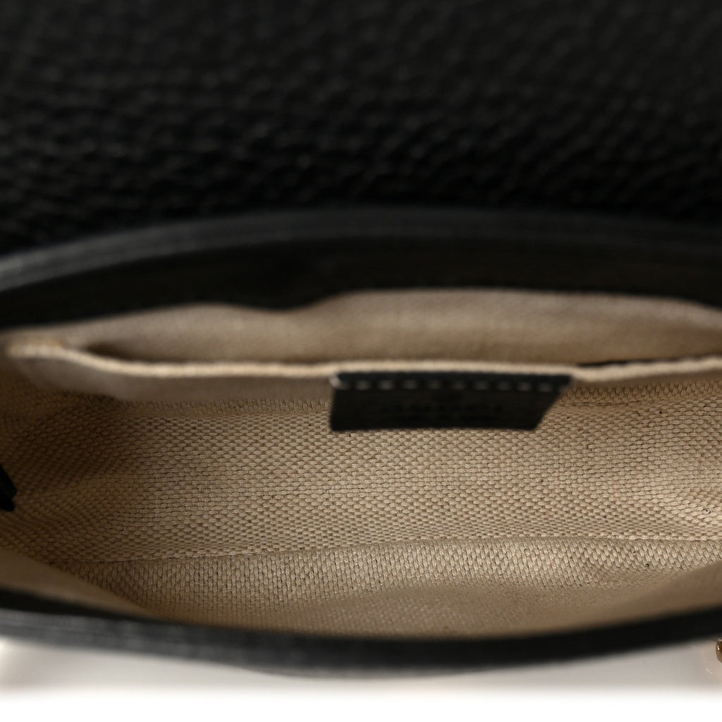 Pebbled Calfskin Small Soho Flap Crossbody Black